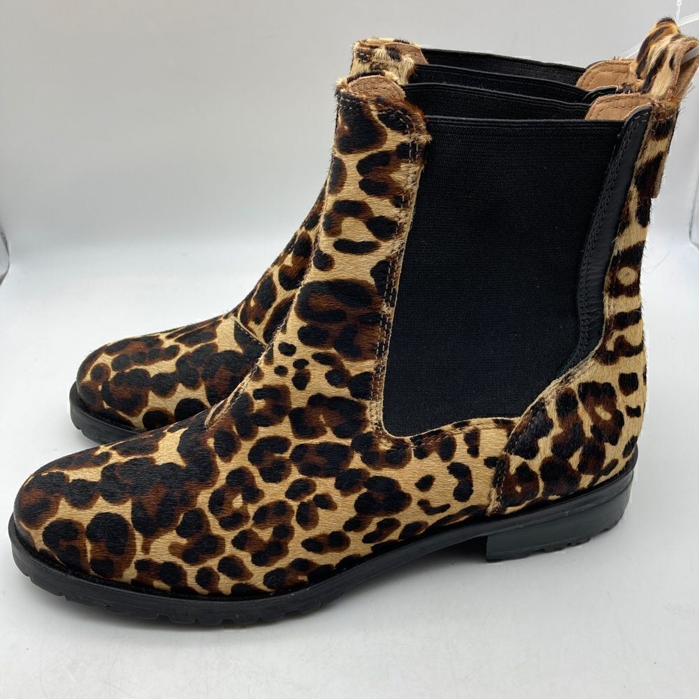 NWT Jack Rogers Margot Leopard Calf Fur Boots Size 9M Made in Brazil